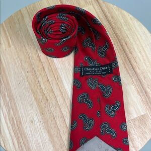 Dior Red and Blue Paisley Silk Tie